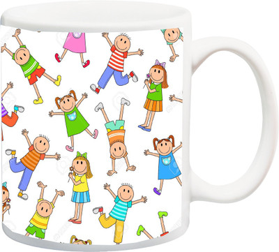 

ME&YOU Gift For Holi;seamless pattern with happy kids HD printed Ceramic Mug(325 ml), Multicolor