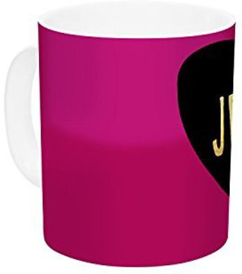

Kess InHouse InHouse Leah Flores I Love You in Francias Je T'aime Ceramic Coffee, 11 oz, Multicolor Ceramic Mug(60 ml)