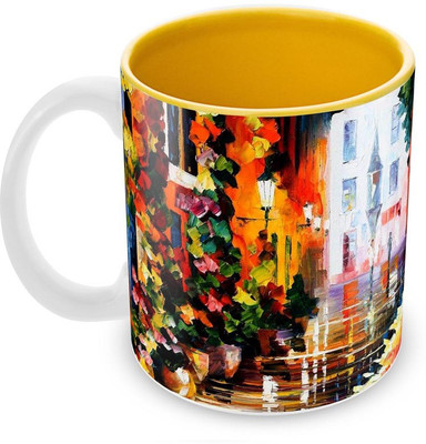 

Tuelip Beautiful Printed Nature Walk Painting Inner Yellow For Tea And Coffee Ceramic Mug(350 ml), Multicolor
