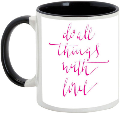 

AllUPrints Boyfriend/Girlfriend Gifts - Do All Things With Love Ceramic Mug(325 ml), Black