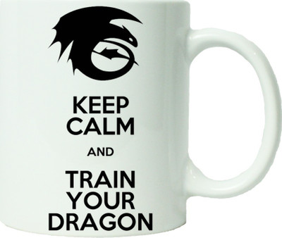

Maison N Mode Keep Calm And Train Your Dragon Coffee Ceramic Mug(330 ml), Multicolor
