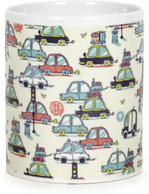 

Chumbak Traffic Tamasha Ceramic Mug(300 ml), Multicolor