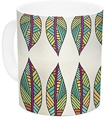 

Kess InHouse InHouse Pom Graphic Design Tribal Leaves Ceramic Coffee, 11 oz, Multicolor Ceramic Mug(60 ml)