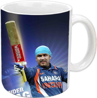 

Raj Laxmi Virender Sehwag White Ceramic Mug(350 ml)