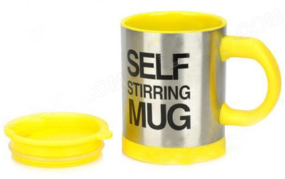 

Go Hooked Self Stir Stainless Steel, Plastic Mug(350 ml), Yellow