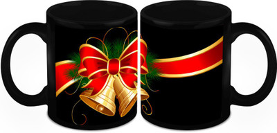

Homesogood Shining Christmas Bells Ceramic Mug(325 ml, Pack of 2)