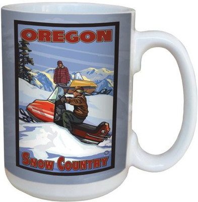 

Tree-Free Greetings Greetings 79410 Oregon Snow Mobile by Paul A. Lanquist Ceramic with Full-Sized Handle, 15-Ounce, Multicolored Ceramic Mug(60 ml), Multicolor