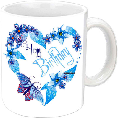 

Raj Laxmi butterfly heart lovers b'day white Ceramic Mug(350 ml)
