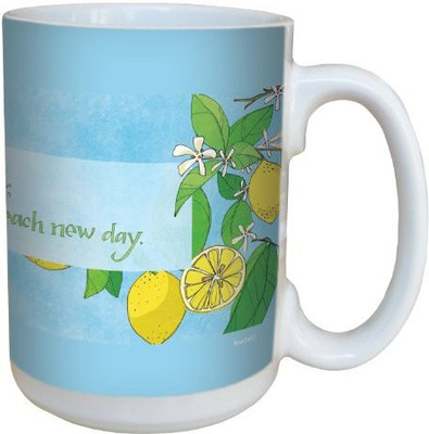 

Tree-Free Greetings Greetings lm43457 Summery Dream Bigger with Lemons by Robin Pickens Ceramic with Full-Sized Handle, 15-Ounce Ceramic Mug(60 ml), Multicolor