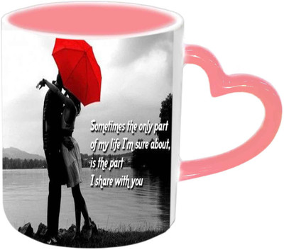 

Jiya Creation1 Preety Love Share Valentine Pink Handle Ceramic Mug(350 ml), Multicolor
