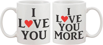 

PIXART PixArt Valentine Day Ceramic Mug(250 ml, Pack of 2), White
