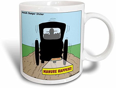 

3dRose Manure Happens Ceramic, 15 oz, White Ceramic Mug(60 ml), Multicolor