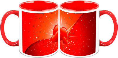 

Homesogood Glowing Valentine's Day (Set Of 2) Ceramic Mug(325 ml, Pack of 2)