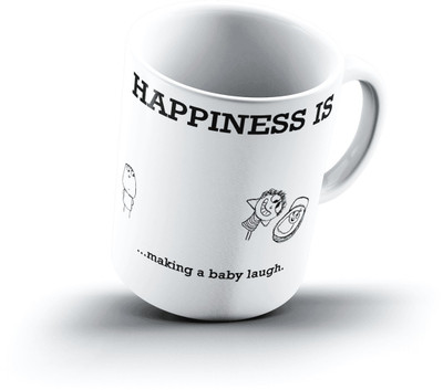 

Ucard Happiness Is1809 Bone China, Ceramic, Porcelain Mug(325 ml), Multicolor