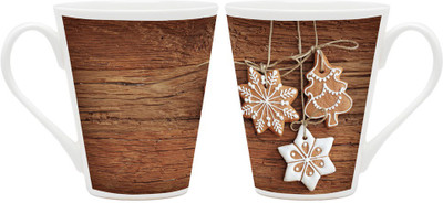 

Homesogood Hanging Christmas Bells Ceramic Mug(355 ml, Pack of 2)