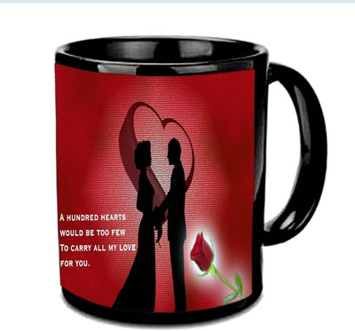 

Jiya Creation1 Lovely My Love Valentine Black Ceramic Mug(350 ml)