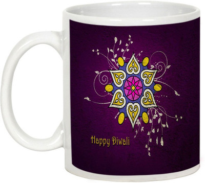 

AllUPrints Gifts For Deepawali - Prosperous Happy Diwali Design 10 Ceramic Mug(325 ml), White