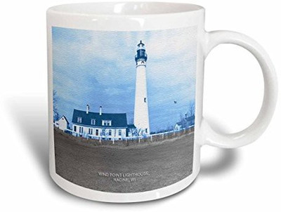 

3dRose mug_41226_2 Wind Point Lighthouse, Racine, Wi (Vintage) Ceramic, 15-Ounce Ceramic Mug(60 ml), Multicolor
