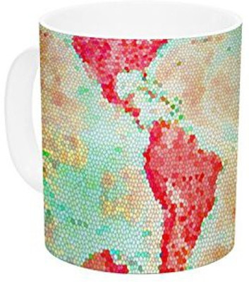 

Kess InHouse InHouse Alison Coxon Oh The Places We'll Go World Map Ceramic Coffee, 11 oz, Multicolor Ceramic Mug(60 ml)