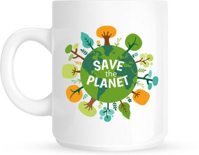 

HuppmeGift Save Planet White Ceramic Mug(350 ml)