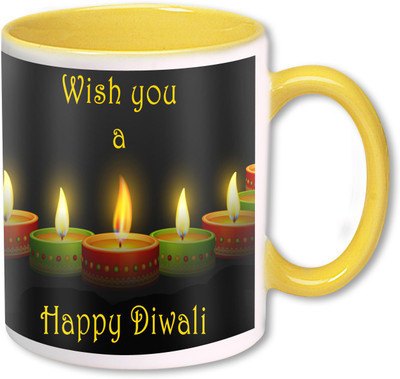 

Heyworlds happy diwali gifts 99 Ceramic Mug(325 ml), Multicolor
