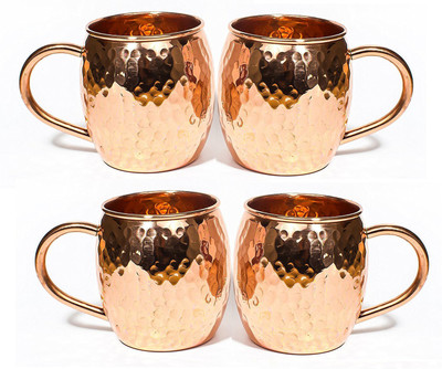 

Qubic Inc C HANDLE Copper Mug(600 ml, Pack of 4), Brown