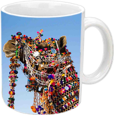 

Raj Laxmi Decorate Camel White Ceramic Mug(350 ml)