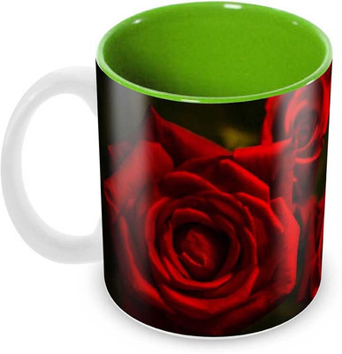 

Tuelip Beautiful Thought full Love Gifts for Your Love Inside Green Designer Printed Tea and Coffee Ceramic Mug(350 ml), Multicolor