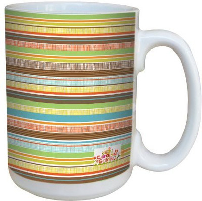 

Tree-Free Greetings Greetings lm43522 Graphic Grid Stripe by Carolyn Gavin Ceramic with Full-Sized Handle, 15-Ounce Ceramic Mug(60 ml), Multicolor