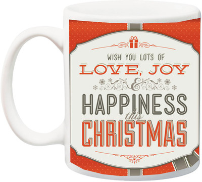 

ME&YOU Wish You Lots of Love,Joy and Hapiness This Christmas Printed Ceramic Mug(350 ml), Multicolor