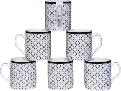 

Pearl Pooja-2 Bone China Mug(180 ml, Pack of 6), Multicolor