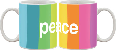 

Artifa Peace Colours Stripes Porcelain, Ceramic Mug(350 ml), Multicolor