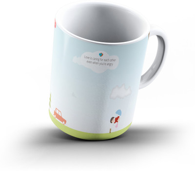 

Ucard Love Is Caring Even When Angry978 Bone China, Ceramic, Porcelain Mug(325 ml), Multicolor