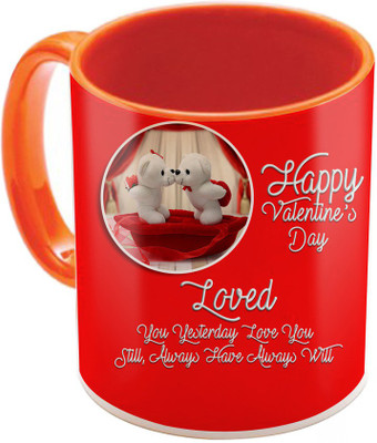 

SKY TRENDS Valentine Gift for Girlfriend Love Printed I Love U Forever Perfect for Her Him Wife Fiance Anniversary And Birthday STGD204 Ceramic Mug(325 ml), Orange