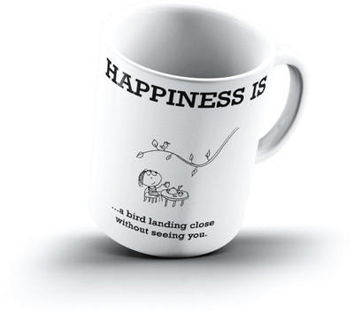 

Ucard Happiness Is2145 Bone China, Ceramic, Porcelain Mug(325 ml), Multicolor