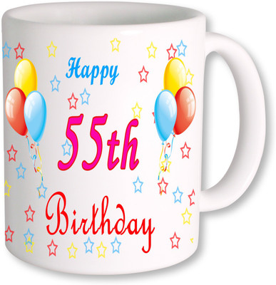 

PhotogiftsIndia 55th Happy Birthday Coffee Ceramic Mug(350 ml), Multicolor