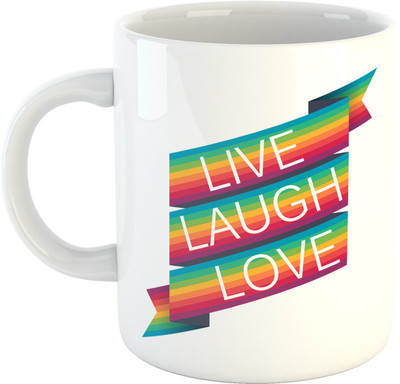 

Deeher Gifts Live Laugh Love Ceramic Mug(350 ml), Multicolor