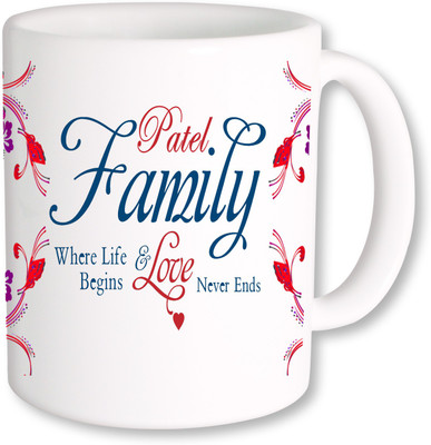 PhotogiftsIndia Patel Family Ceramic Mug(325 ml), Multicolor