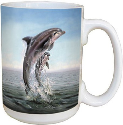 

Tree-Free Greetings Greetings 45920 Linda Thompson Dolphin Leaping Ceramic with Full-Sized Handle, 15-Ounce Ceramic Mug(60 ml), Multicolor
