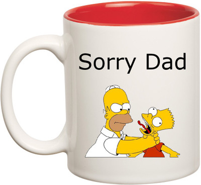 

HuppmeGift Sorry Dad Inner Red Ceramic Mug(350 ml), Red;white