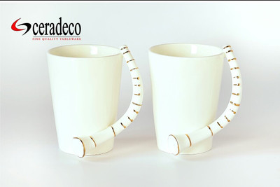 

CERADECO SHAHNAI Bone China Mug(300 ml, Pack of 2), Multicolor
