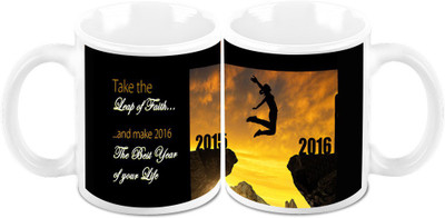 

Homesogood Lets Leap Into New Year (Set Of 2) Ceramic Mug(325 ml, Pack of 2)