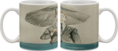 

Artifa Man With Umbrella Drawing Porcelain, Ceramic Mug(350 ml), Multicolor