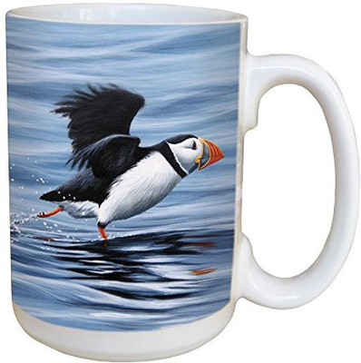 

Tree-Free Greetings Greetings 45723 Jeremy Paul Puffin Running Ceramic with Full-Sized Handle, 15-Ounce Ceramic Mug(60 ml), Multicolor