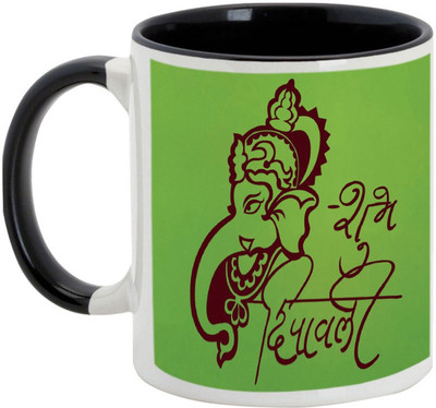 

AllUPrints Gifts For Deepawali - Prosperous Happy Diwali Design 32 Ceramic Mug(325 ml), Black