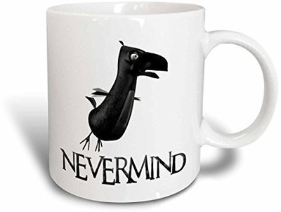 

3dRose Raven Nevermind Ceramic, 15 oz, White Ceramic Mug(60 ml), Multicolor