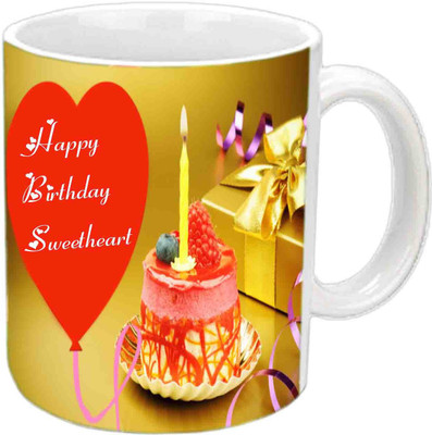 

Raj Laxmi Happy B'day With Cake White Ceramic Mug(3.5 ml)