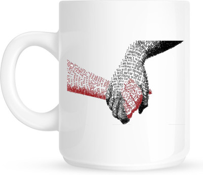 

Huppme Gifts Feeling With Text In Hand White Ceramic Mug(350 ml)