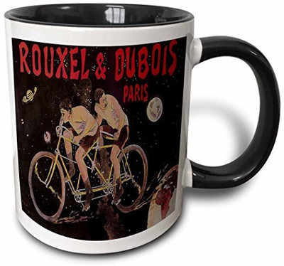 

3dRose mug_153400_4 Rouxel and Dubois Pairs France Tandem Bicycle Poster Two Tone Black, 11 oz, Black/White Ceramic Mug(60 ml), Multicolor