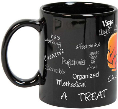 

Prithish Virgo Black Ceramic Mug(330 ml), Multicolor